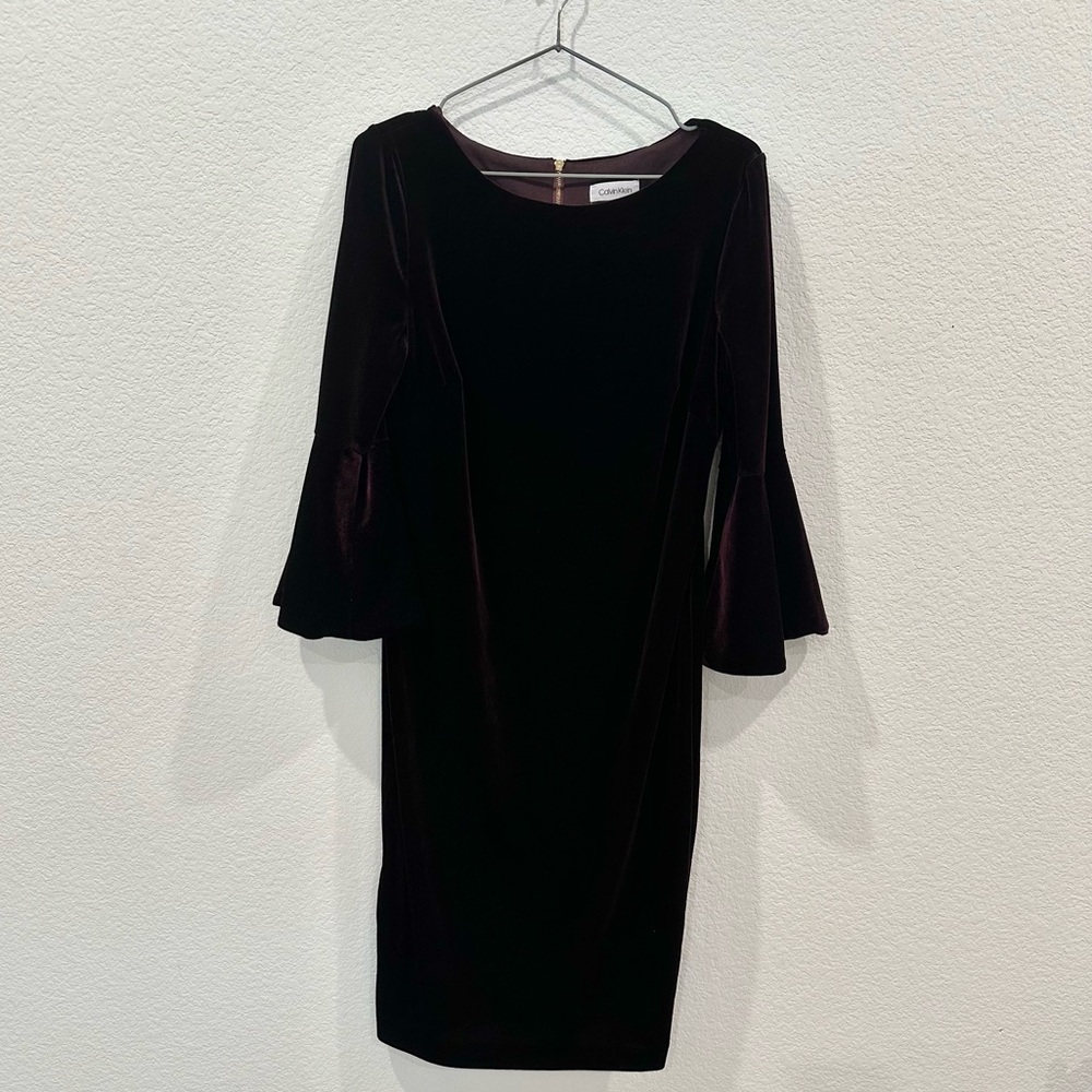 Dark Purple/Red Calvin Klein Half Sleeve Dress Size 10 Excellent Condition